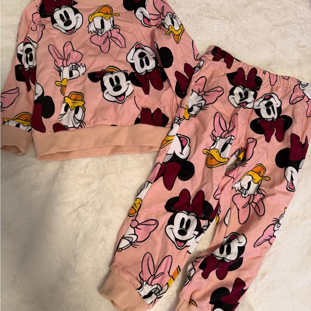 Disney Mickey and Friends Minnie Matching Set Peach Apparel 3T